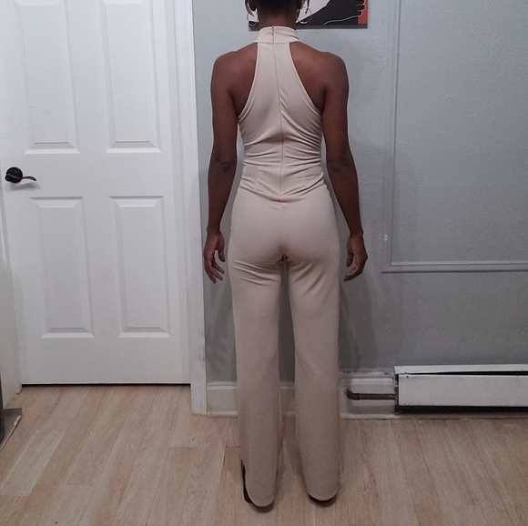 Tan Chocker jumpsuit Romper - Picture 8 of 9